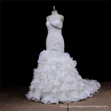 Stock Weddign Dress Backless Light Ivory Organza Mermaid Wedding Dress
